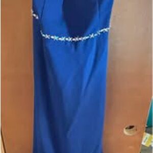 Elegant Blue Dress with Crystal Detail